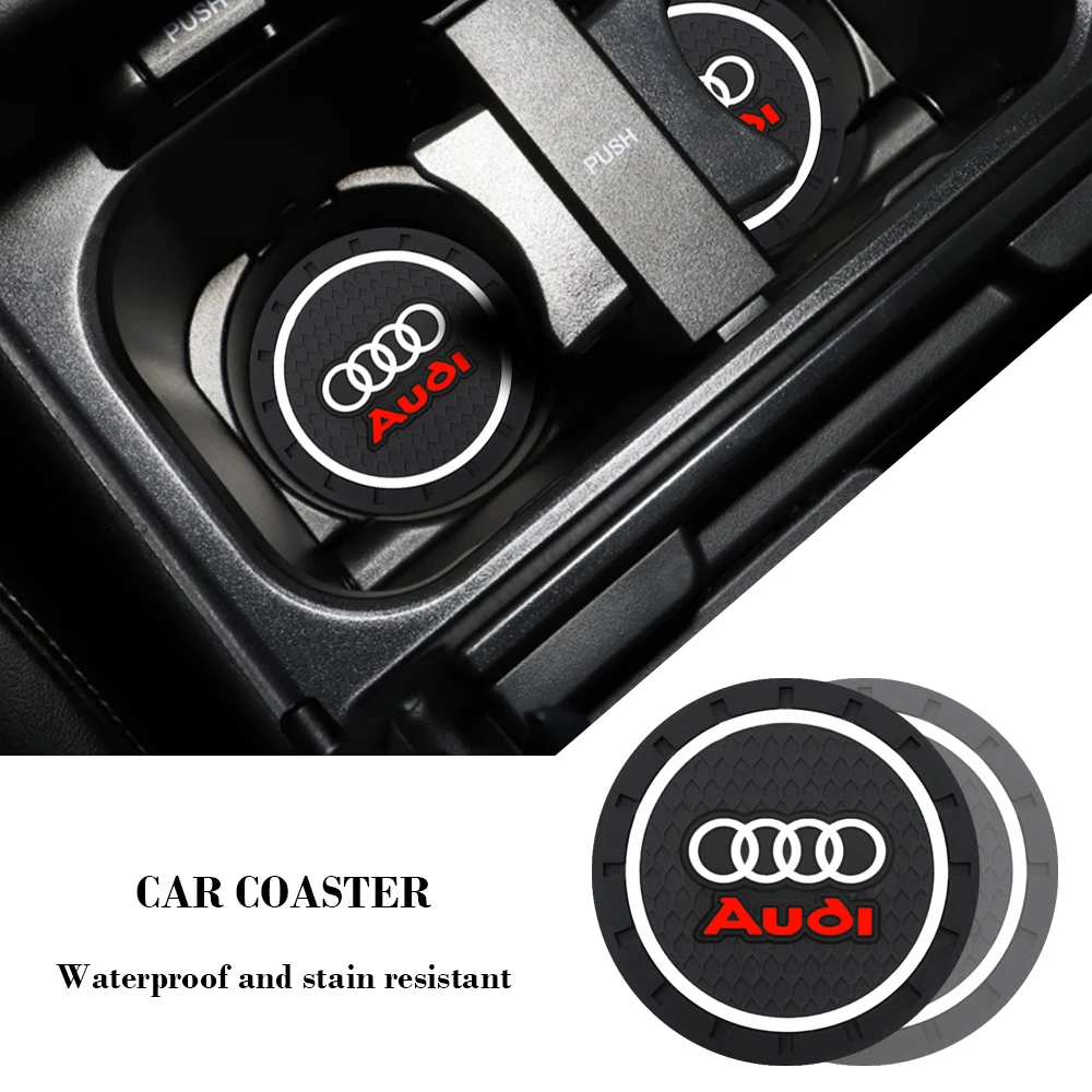 2PCS Car Water Cup Groove Coaster Anti-slip Car Accessories For Audi A3 A4 B5 B6 A3 8P 8V 8L A5 A6 C6 C5 A1 A7 A8 Q2 Q3 TT RS3