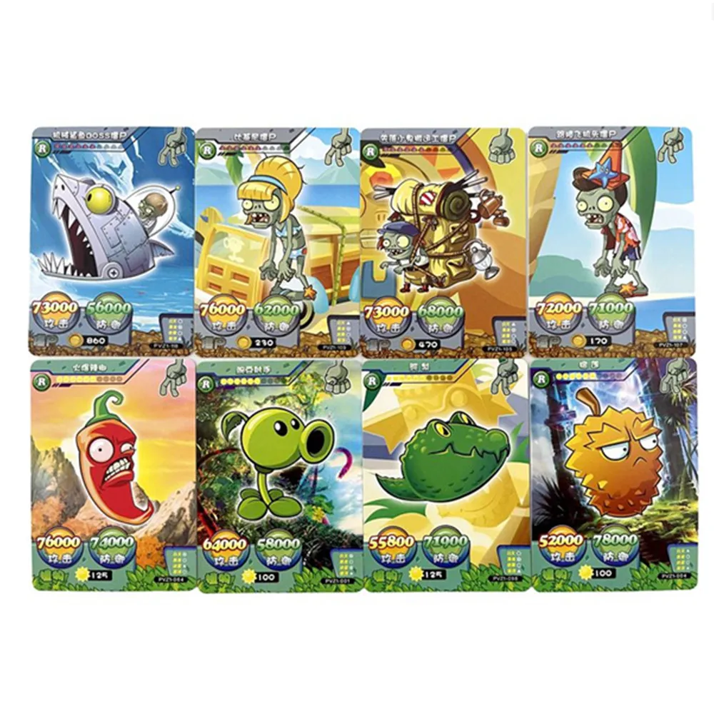 5 Packs/Set Cartoon Garden Plants Cards Pea Shooter Nutty Wall Action Figures Card Tradeing Collection Kid Gift Toy