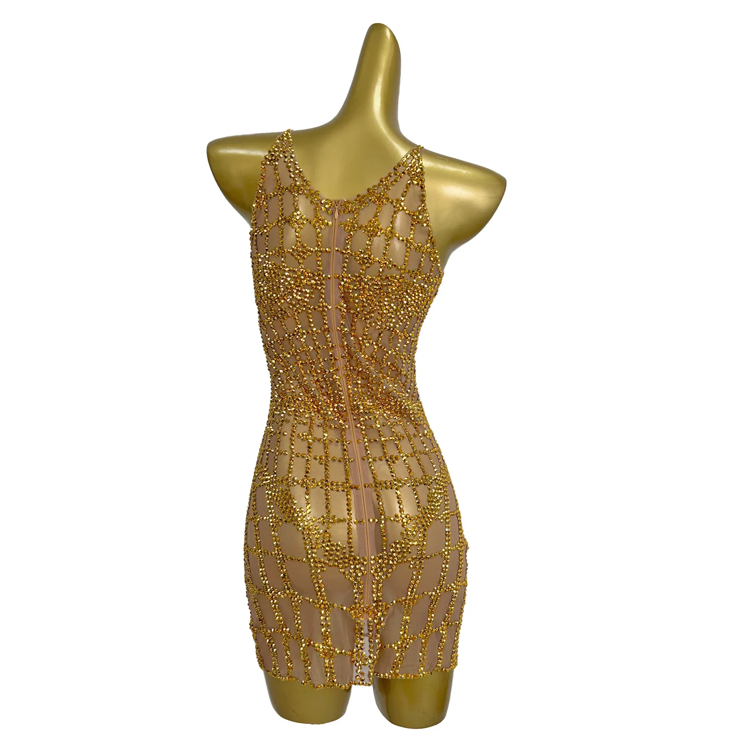 Mode Gold Strass Prom Club Mini Kleider Damen Bühne Tanz Kleid Plus Größe Sexy Bodycon Casual Kleider für Frauen Qipan