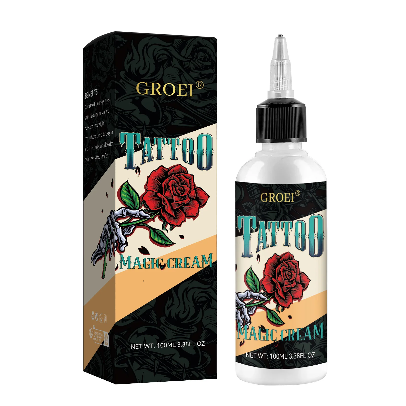 100ml タトゥーステンシル転写ジェル - 高速転写ボディアートタトゥージェル、長持ち&肌に優しい