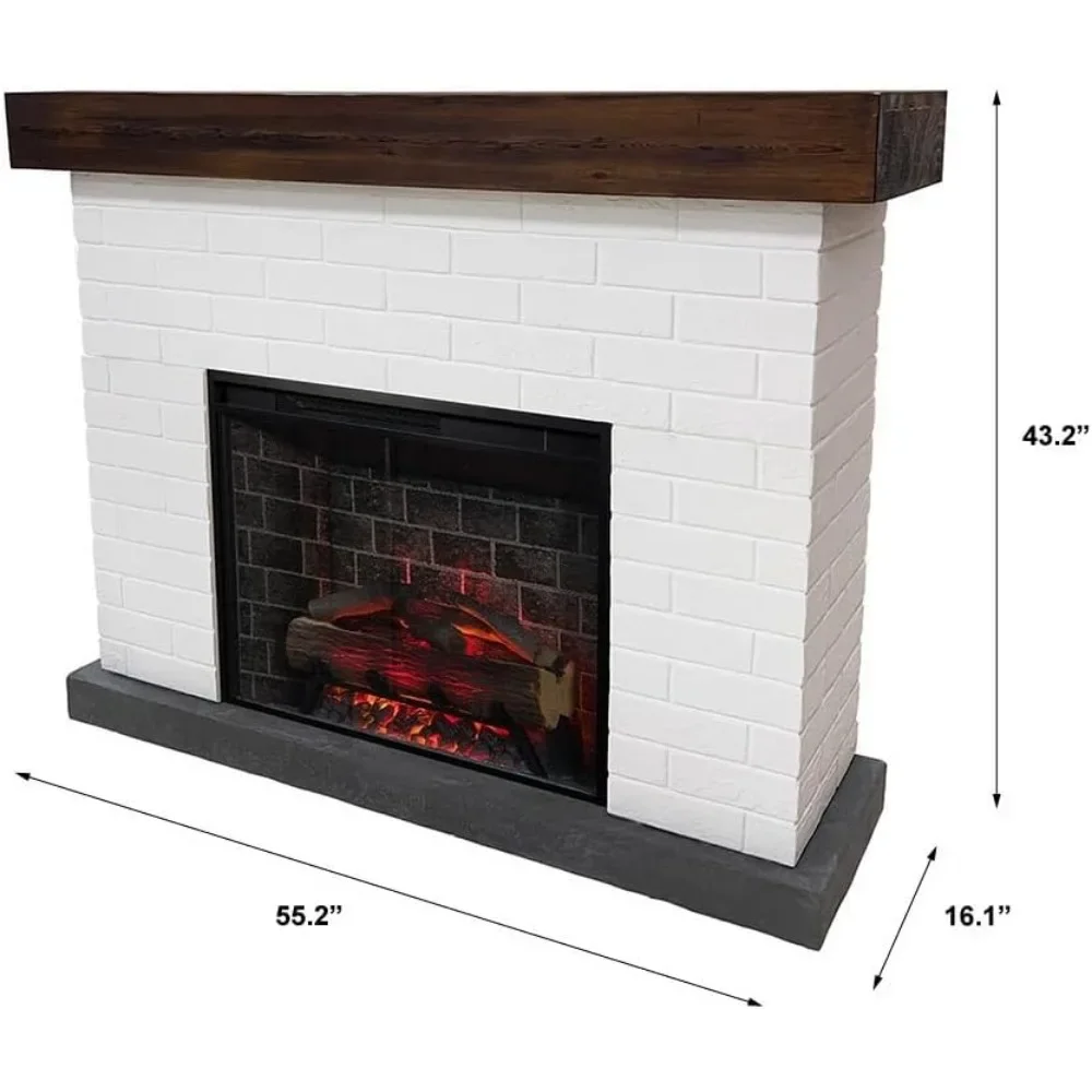 with White Brick Surround | 28 Inch Smart Electric Fireplace Insert w/Remote | Alexa & Google Compatible, Fireplaces