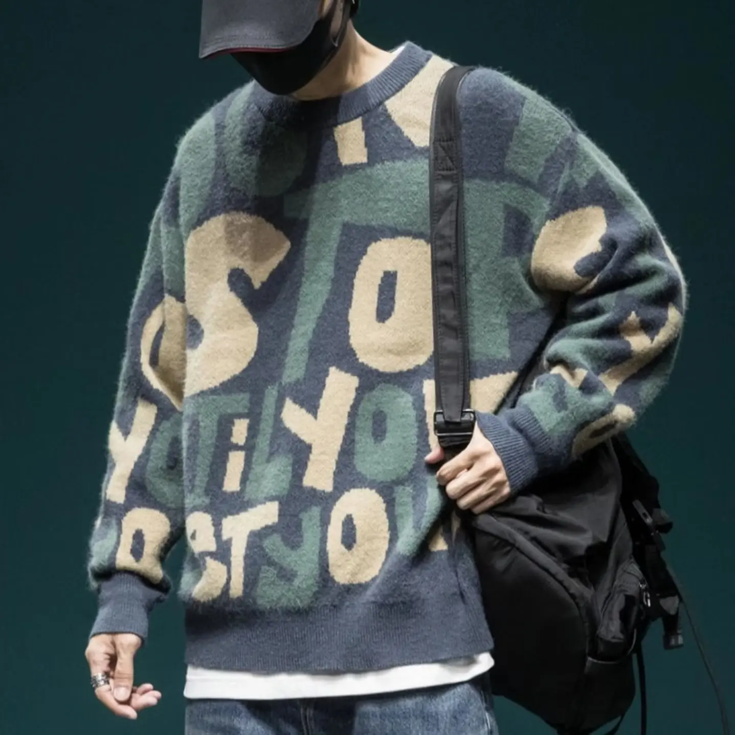 

Loose American Sle Men's Sweater Autumn Winter Casual Knitted Inner Wear Couple Matching Lazy Sle Vintage Outerwear