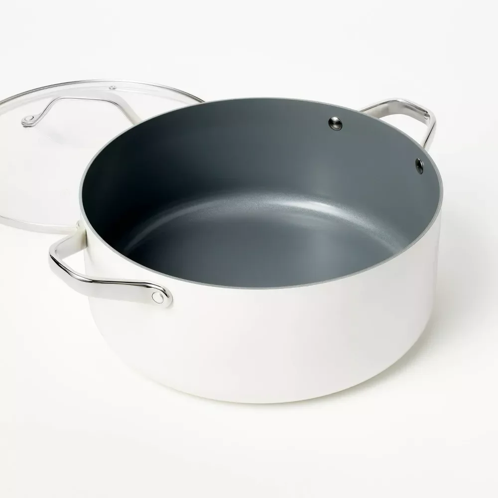 8qt Nonstick Ceramic Coated Aluminum Wide Stock Pot