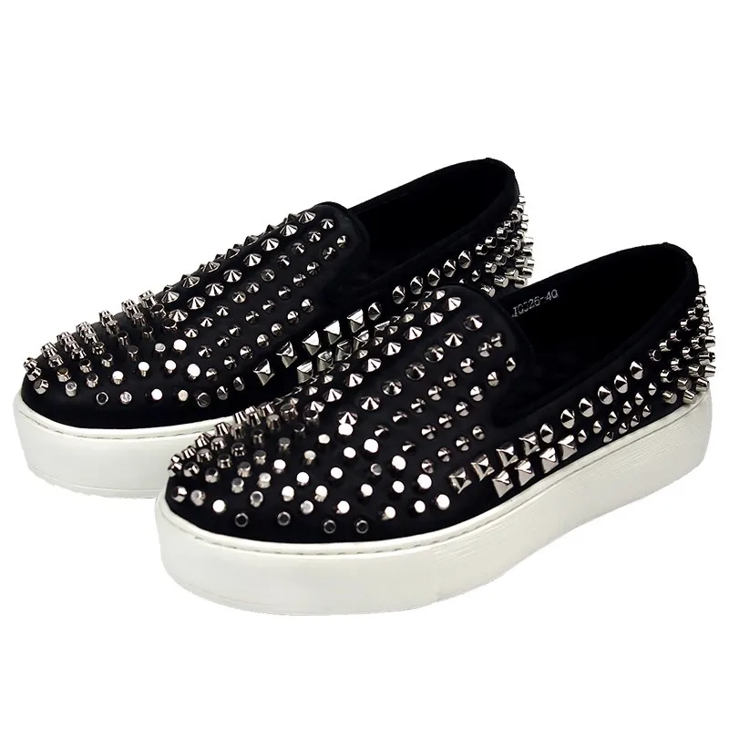 

Мужская обувь на плоской подошве, весенне-осенние новые лоферы с заклепками, толстая подошва, увеличивающие ноги, повседневная мужская обувь большого размера, маленького размера