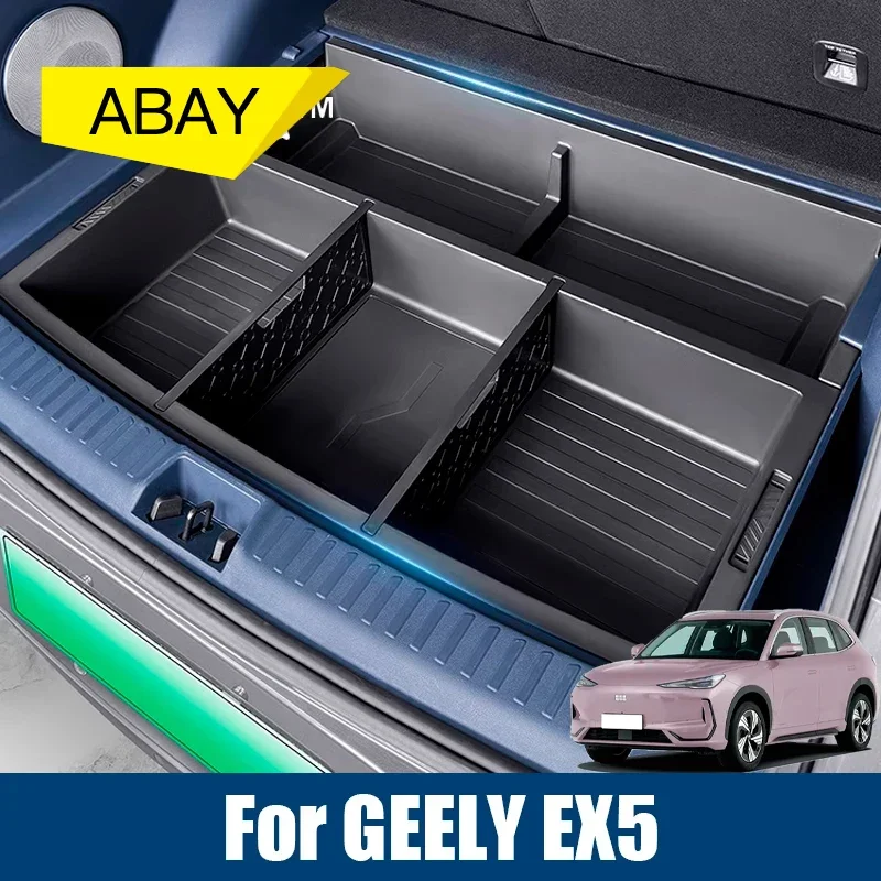 

Подходит для Geely EX5 Galaxy E5 2024 2025 2026, задняя крышка багажника автомобиля, ящик для хранения запасных шин, аксессуары, ящик для инструментов для укладки и уборки