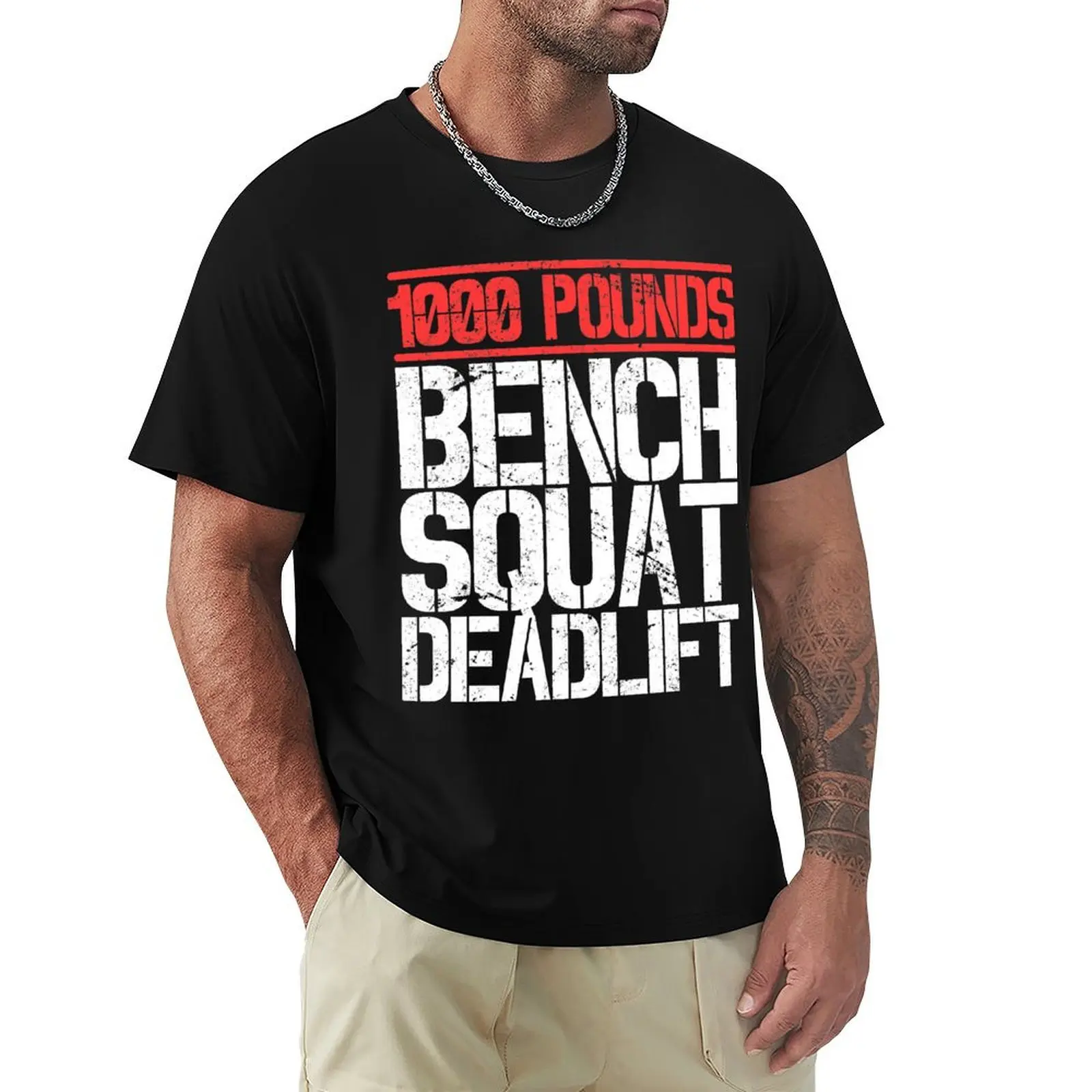 1000 Pounds, Bench Squat Deadlift Powerlifter Club T-Shirt t shirts for man pack cotton T-Shirt