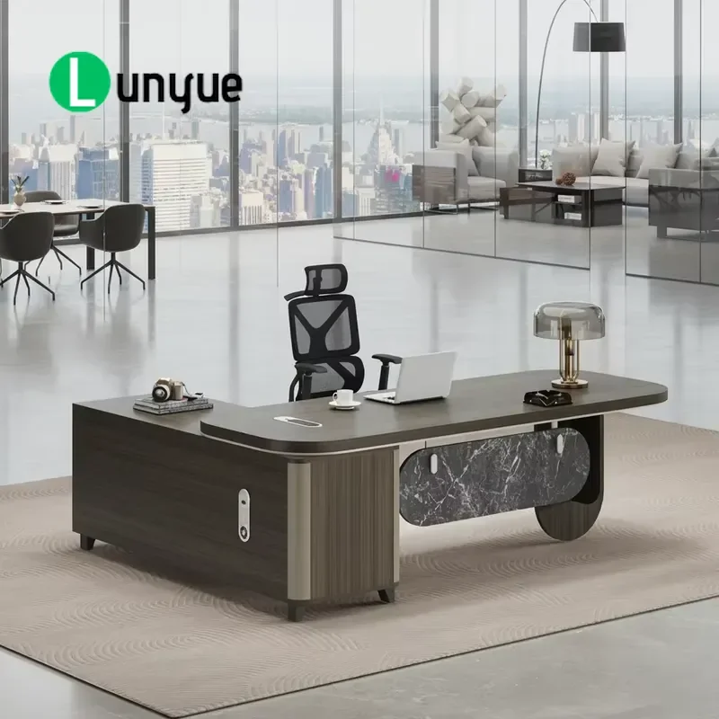 Luxury Modern Retractable Wooden Executive Desk Durable Eco Friendly Office Furniture for Boss CEO Home Workspace