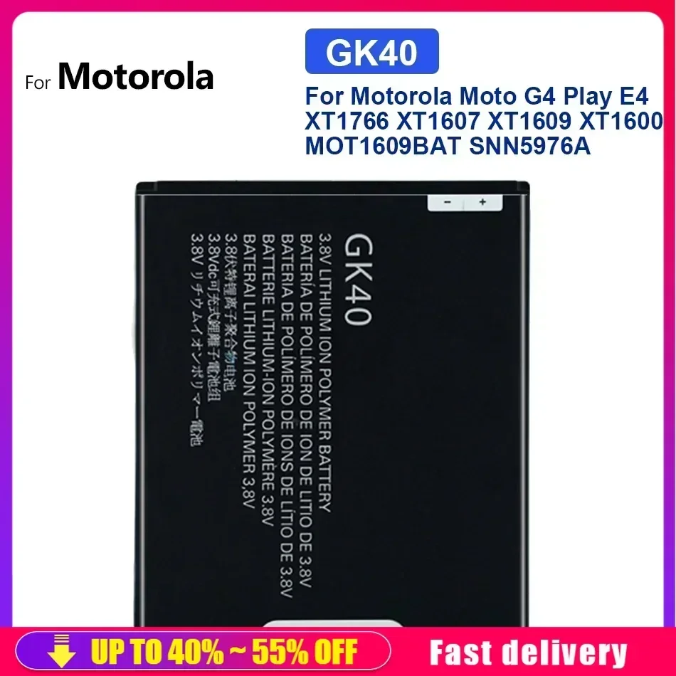 Mobile Phone Batteries GK40 2800mAh G4Play For Motorola Moto G4 Play E4 XT1766 XT1607 XT1609 XT1600 MOT1609BAT SNN5976A GK 40