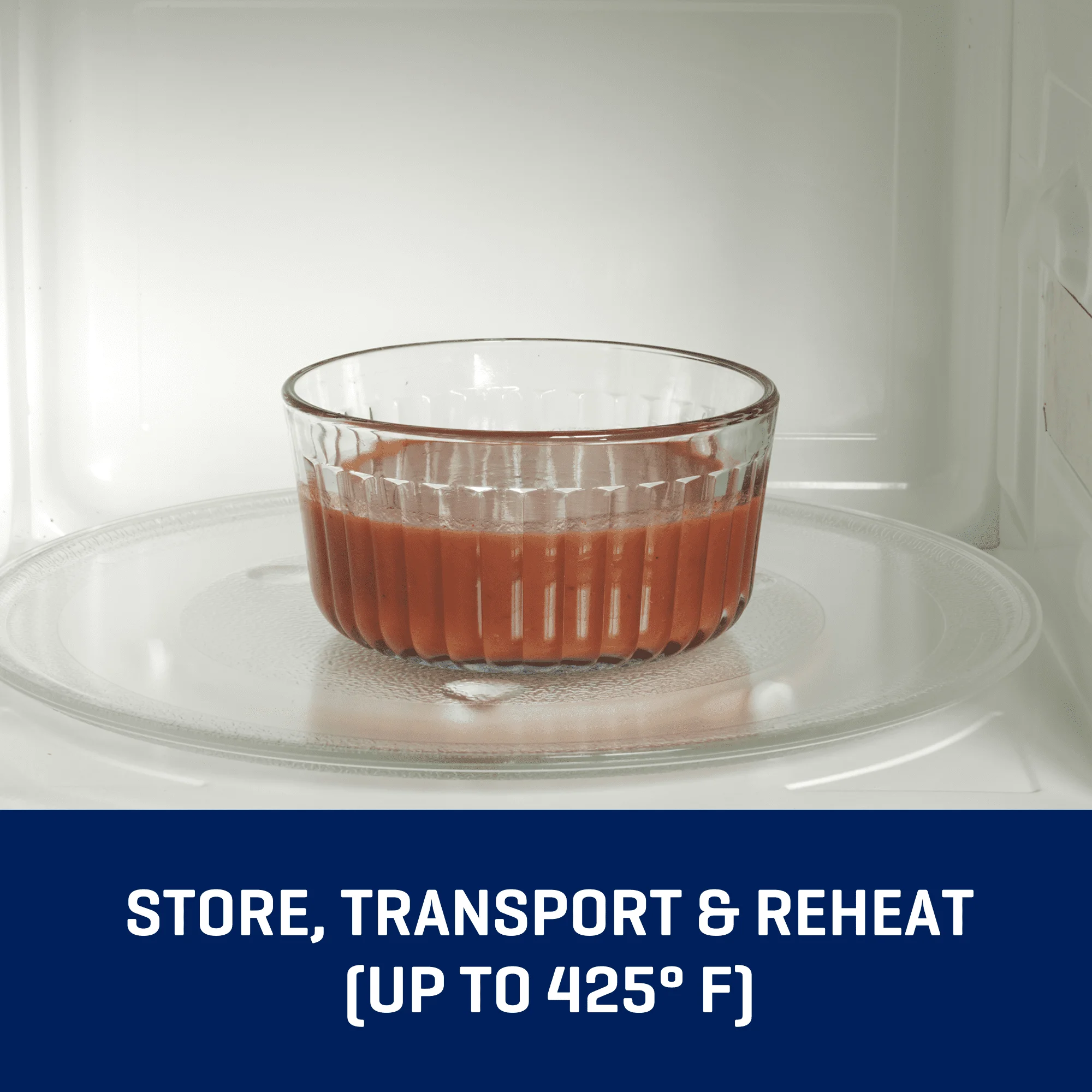 Sculpted Glass Food Storage Container with Lids, 4 Cup Round, Set of 2