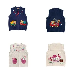 Boy's Clothes Vest 2023 Autumn Winter Fashion Brand Embroidery Bear Rabbit Pattern Kids with Zipper Sweater Horse Clip Girl