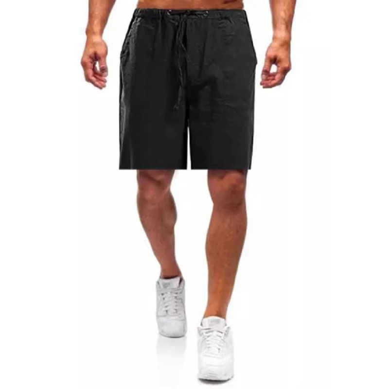 Short chino en lin élastique pour hommes, mode coréenne, coton, décontracté, demi-pantalon de plage, vêtements de travail, solide, document, nouveau, été, 2024