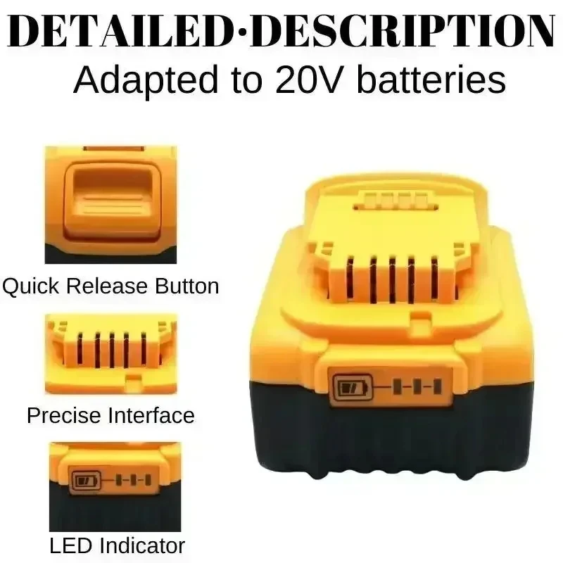 Batterie de rechange pour outil électrique, 20V, 12Ah, compatible avec DeWalt DCB112, DCB184, DCB200, DCB201, avec chargeur