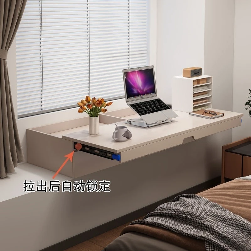 Writing desk, desk, bedroom renovation, mobile table, pull-out study table, storage balcony, modern