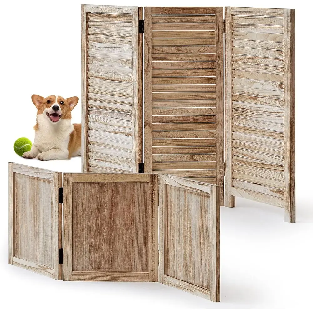 Pet Gate oldable Wooden Light Brown Dog Barrier or Doorway and Hallway ern 2 Panel reestanding Divider or Small Spaces