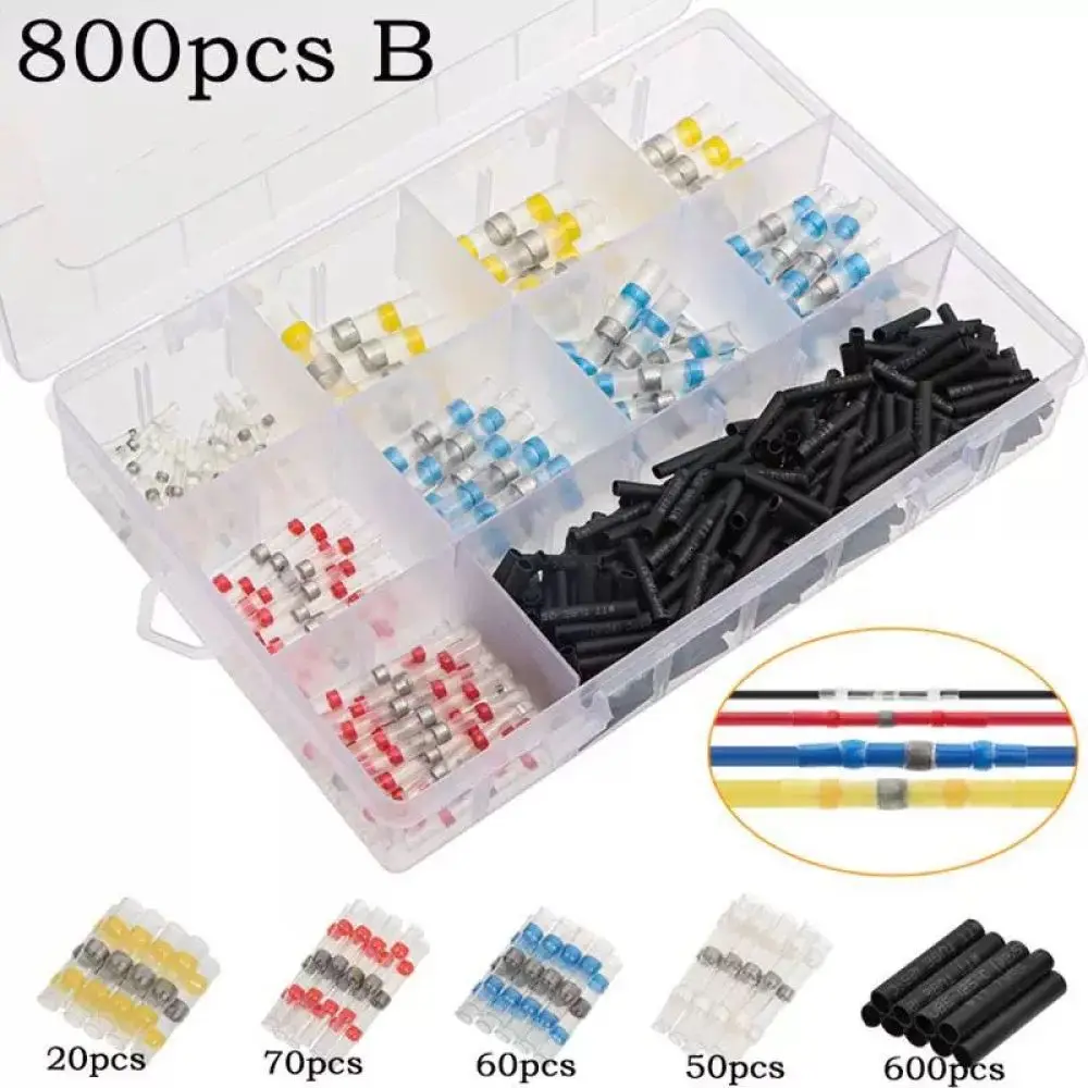 Waterproof Solder Seal Wire Connectors Heat Shrink Butt Terminals Electrical Cable Splice Kit Insulated Automotive Marine