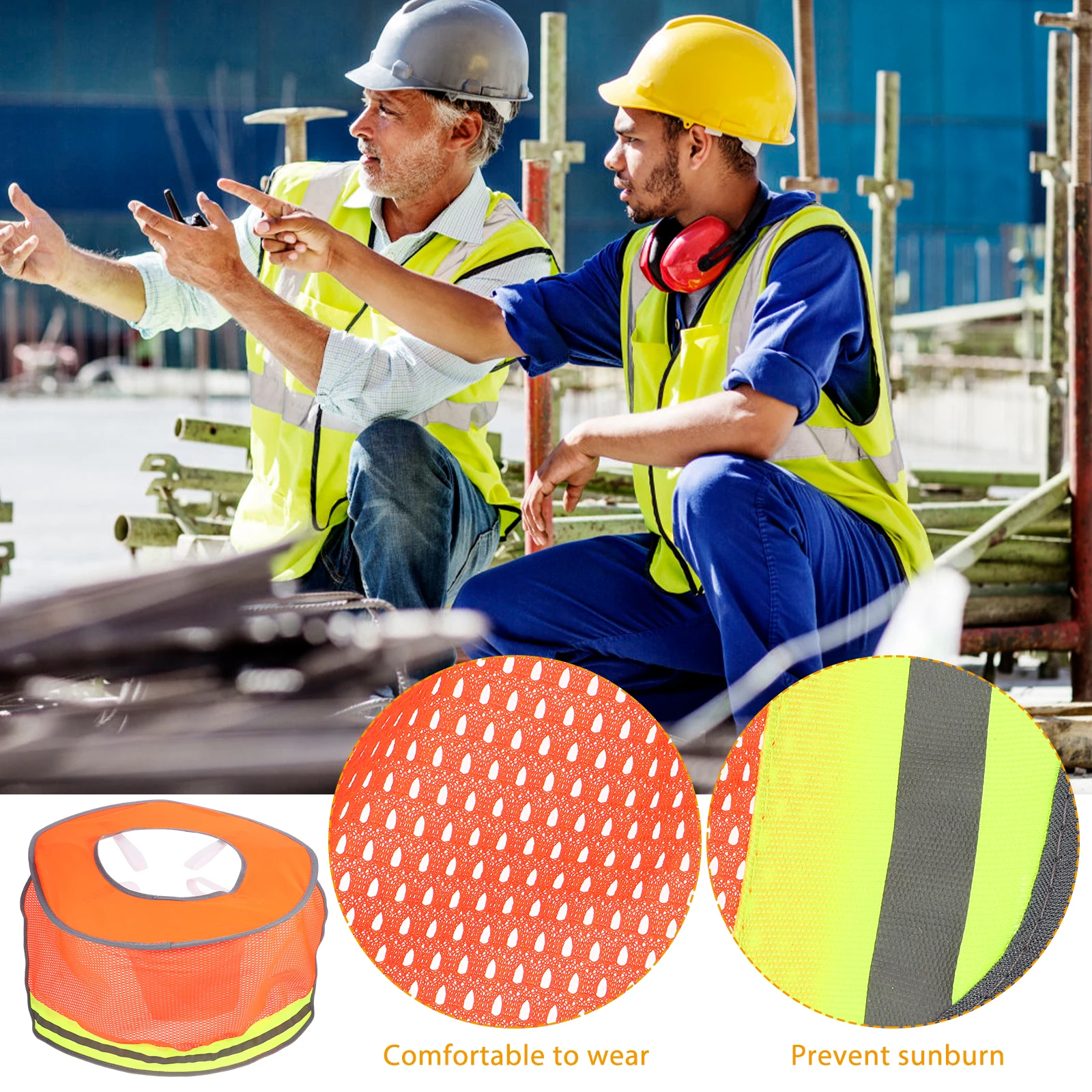 

Sun Visor Hard Hat Full Brim Attachment Reflective Safety Shade Orange Construction Worker Fishing Hiking Camping Sun Protection