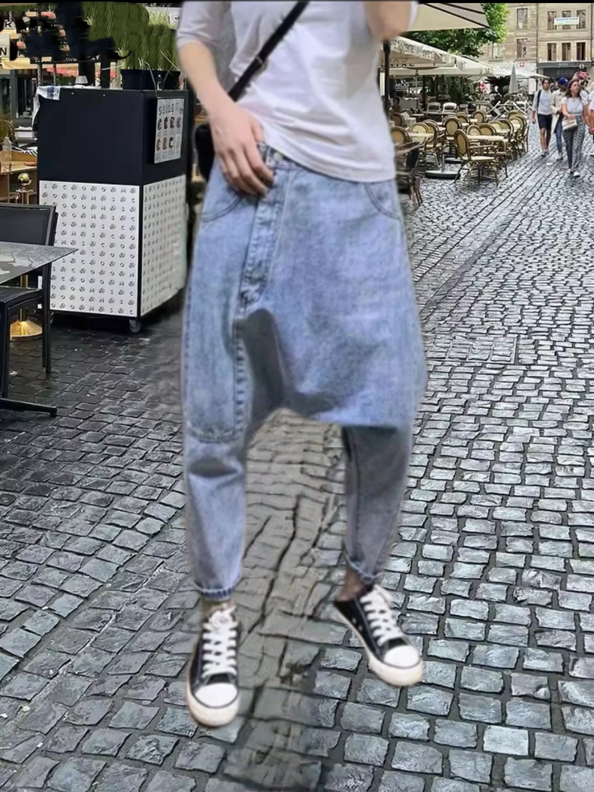 

Women's Drop Crotch Baggy Jeans Loose Fit Denim Harem Pants Low Waist Streetwear Trousers