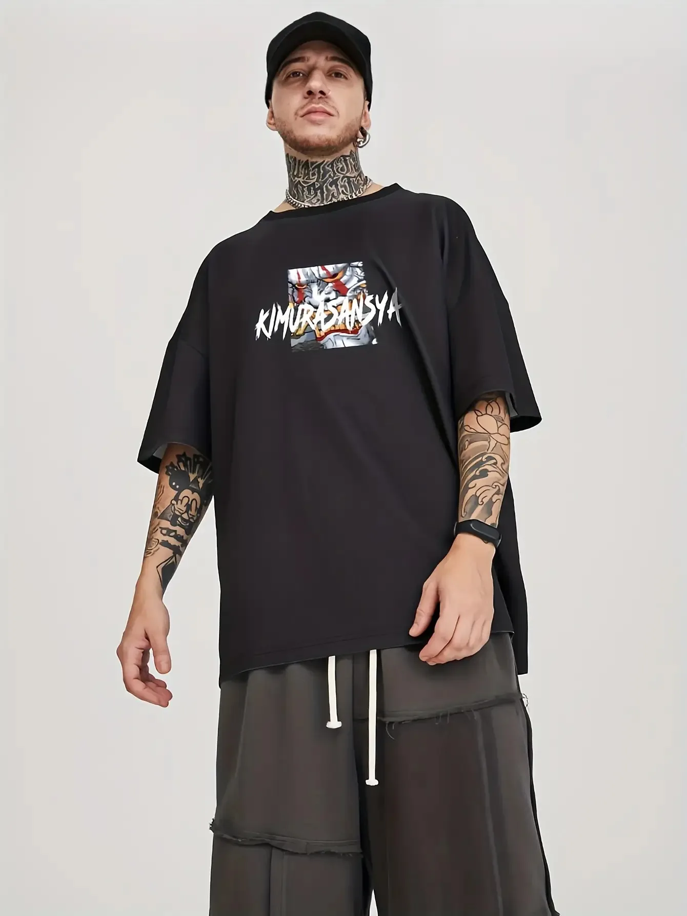 Adult and Children's Dark Japanese Style Prajna Ghost Face Snake Pattern Ukiyo-e 3D Printed Loose T-shirt Breathable Top