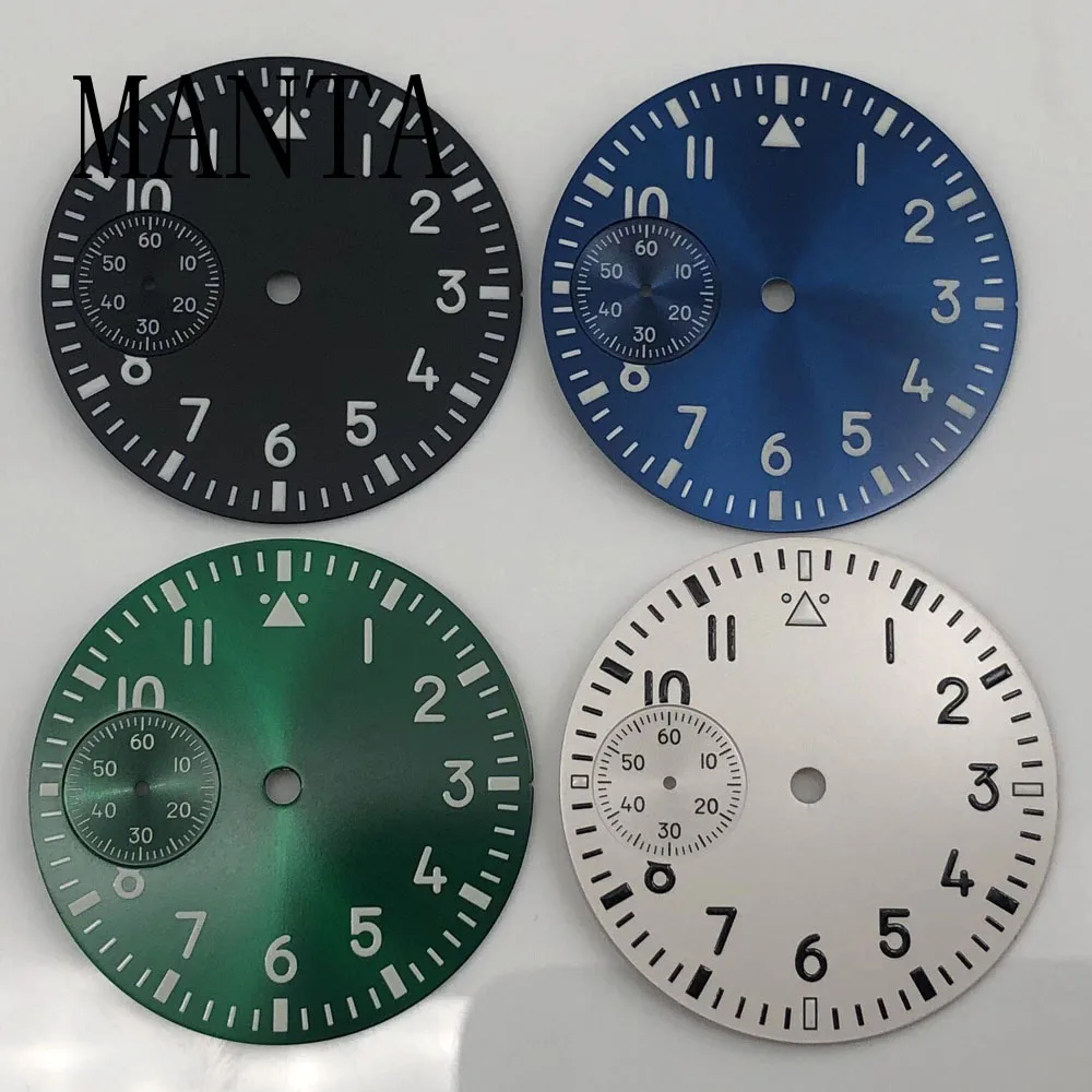 MANTA 37mm Sterile Black Blue Green White Dial Luminous Fit ETA6497 Seagull ST3600 Movement Watch Parts