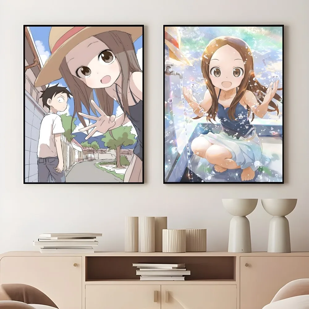 Anime T-Teasing M-Master T-Takagi-san Poster Sticky Wall Art Printing Waterproof Home Living Bed Room Bar Aesthetic Decor