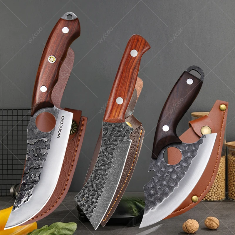 

WXCOO Stainless Steel Chef Knife Kitchen Knives Meat Cleaver Butcher Knife Forged Boning Knife Barbecue Meat Cooking Tool