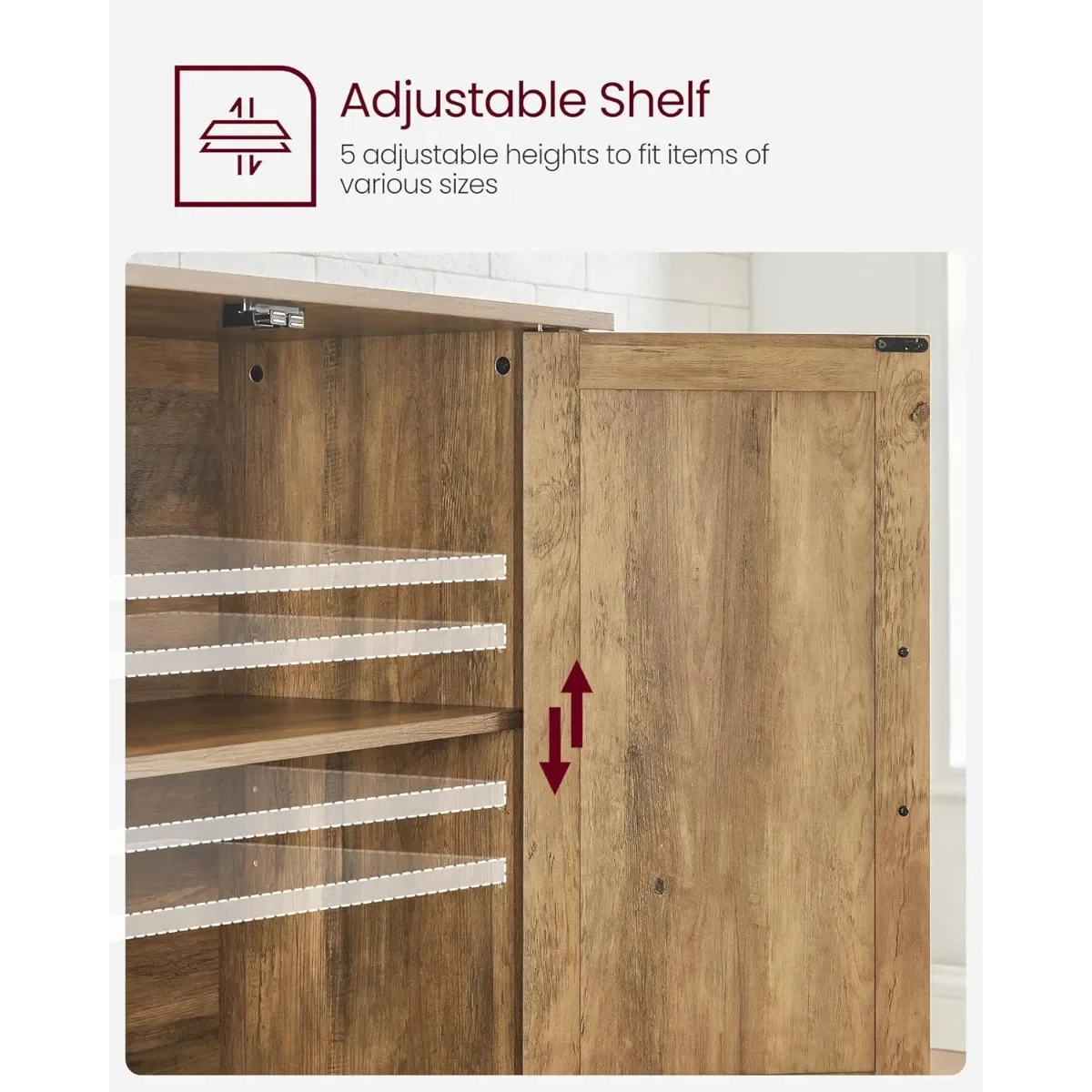 Storage cabinet with adjustable shelves, buffet sideboard for living room, entryway, 15.7" deep x 59" wide x 31.5" high