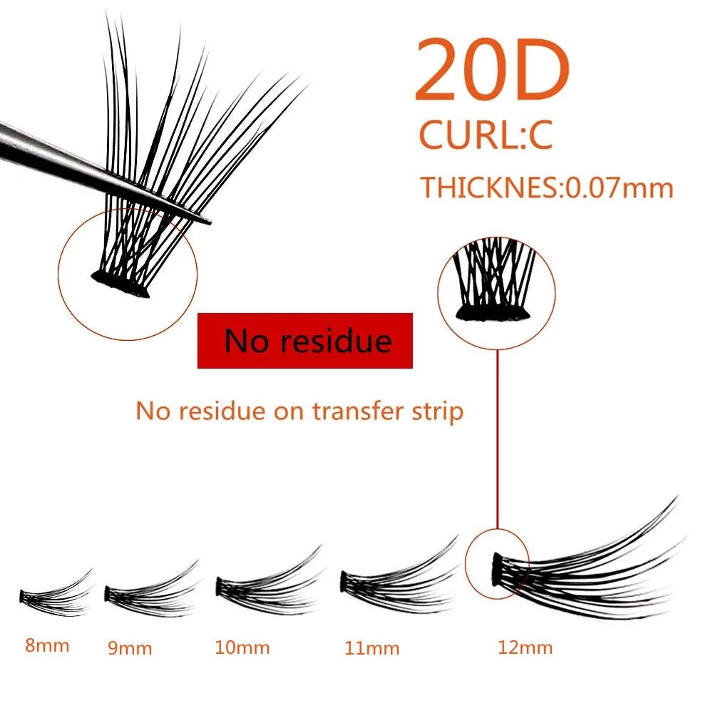 1 box 60 clusters 20/30D extension eyelashes, individual eyelashes, Natural Thick False Eyelashes, , Individual Eyelash Bunche