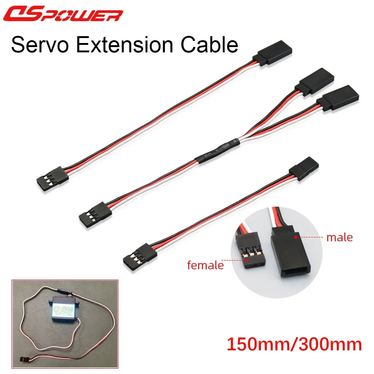 

DSPOWER 10pcs 150/300mm Servo Extension Cable Lead Wire Cable Male To Female For JR Plug Servo Plane Quadcopter Car Truck Toys