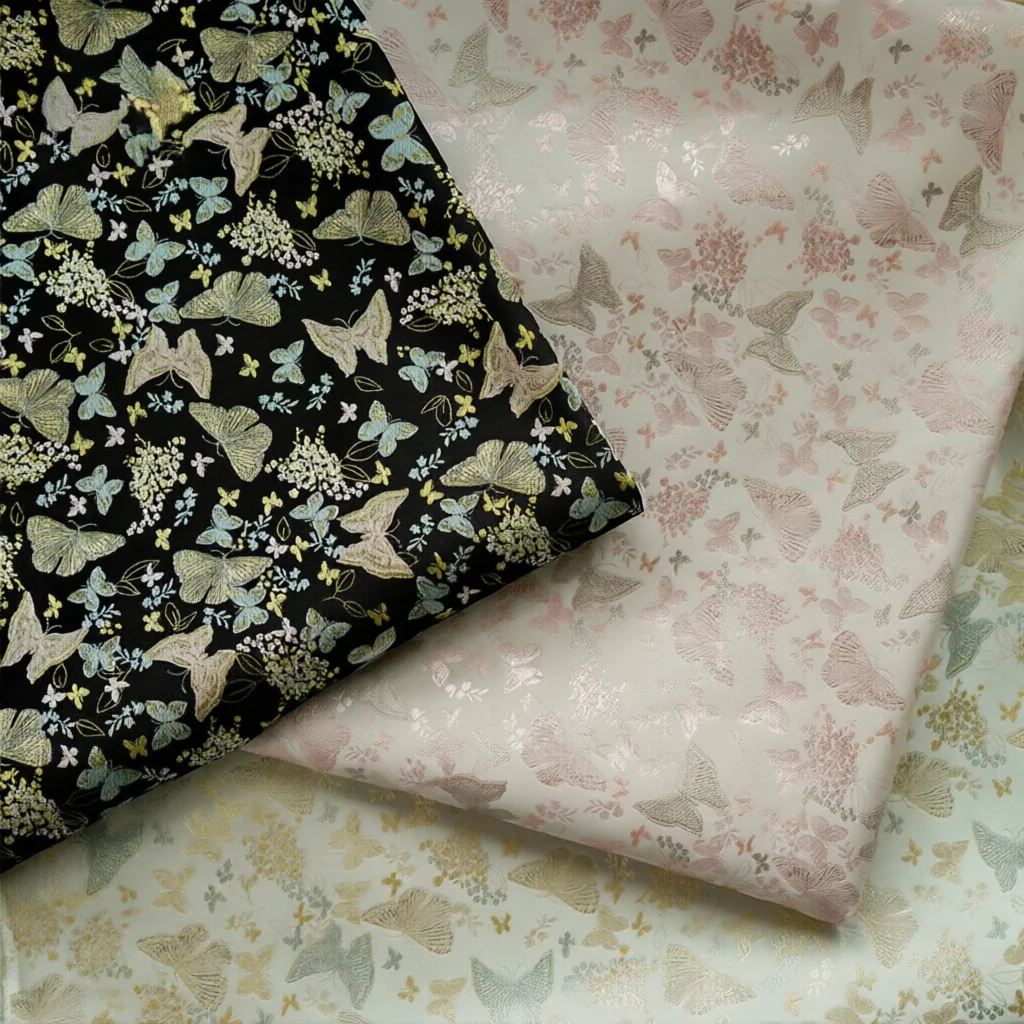 160Cm Wide Elegant All Over Butterfly Embroidery Colorblock Jacquard Fabric DIY Craft Material Puffy Skirt Sewing Material F181