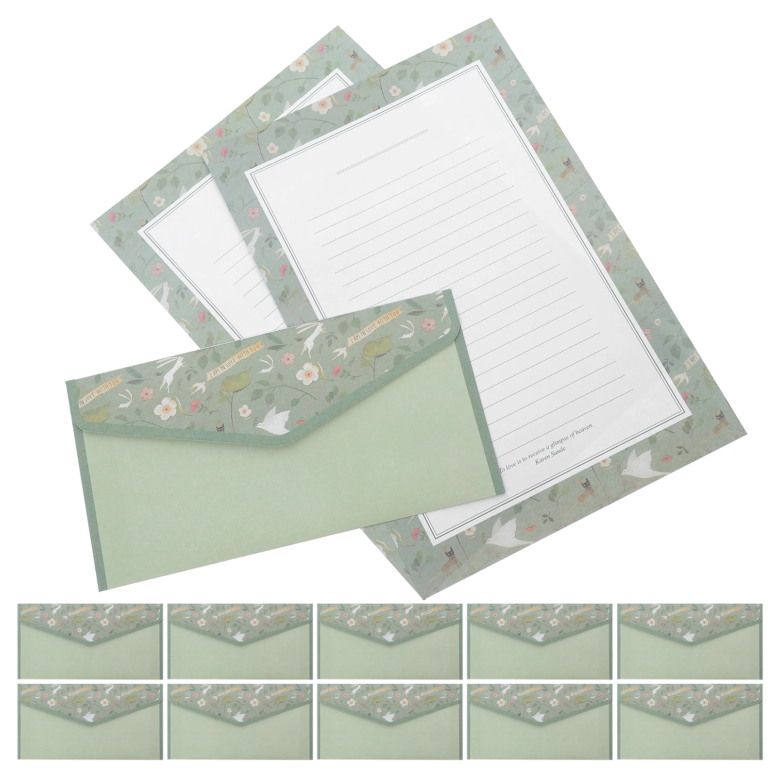 

1 set Chinese Style Vintage Floral Lined Letter Paper Envelopes Set Elegant Stationery Supplies Writing Pad Envelope for Girls