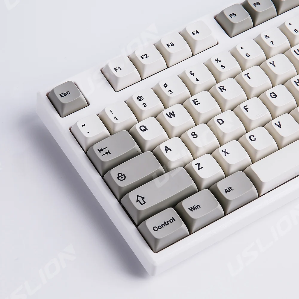 USLION 122 Keys XDA Profile Keycaps Minimalist Gray Theme PBT Dye Sublimation Key Cap For Gaming Mechanical Keyboard MX Switches