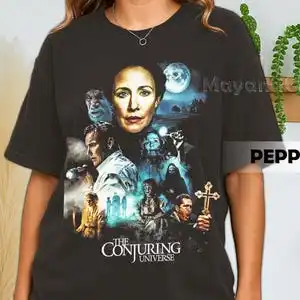 تي شيرت ريترو 90's The Conjuring Universe ، تي شيرت The Conjuring Horror Movie Bootleg Fan ، هدية للنساء والرجال