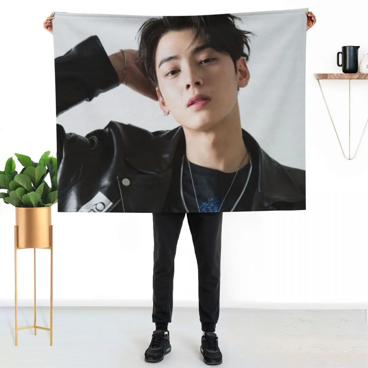 Astro Cha Eun-woo Throw Blanket Cozy Warm Blanket for Bed Room Decor