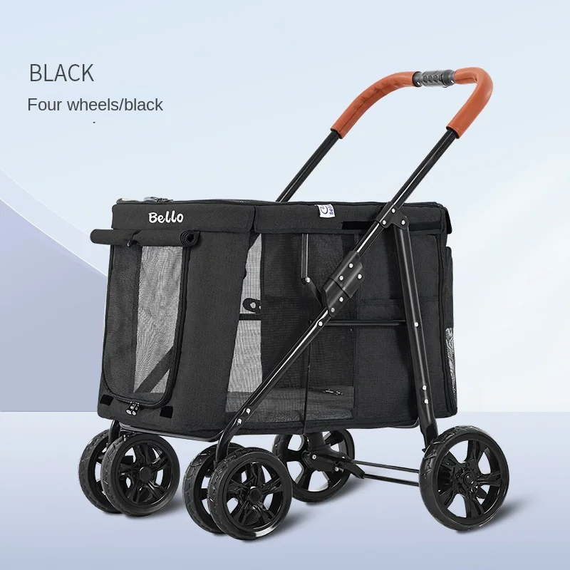 LD07 Pet Stroller Cart Folding Large Space Bearing 30KG Aluminium Alloy 4-wheeled Bearing for Small Dogs Outdoor Travel Carrying