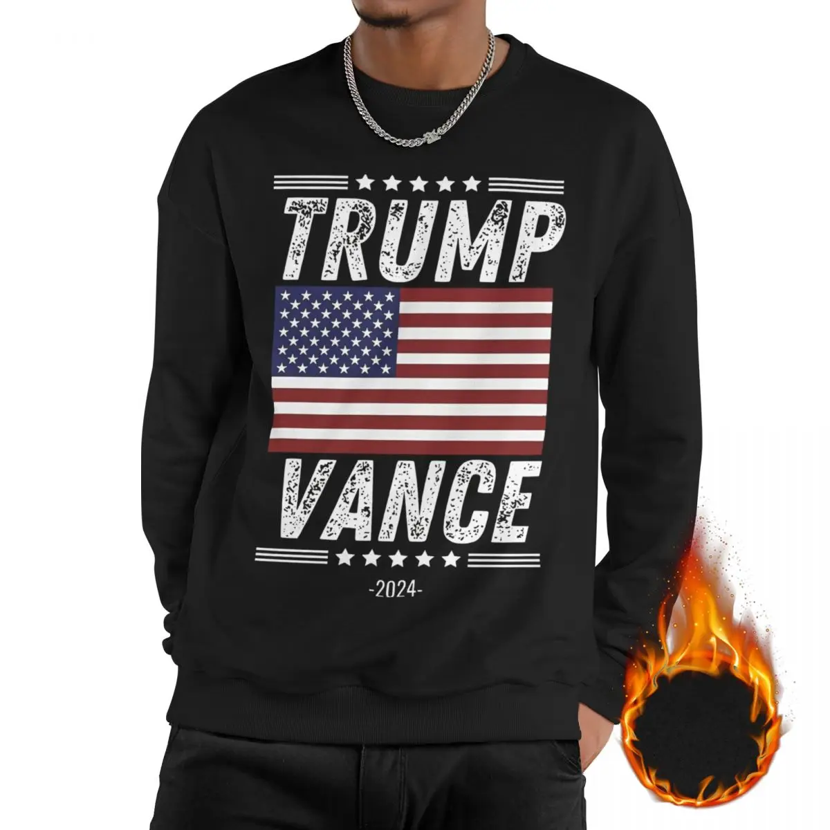 

Men 2024 Election Trump Vance Casual Long Sleeves Sweatshirts Fleece Lined MMGA Pullover Crewneck Sweatshirt Hoodie