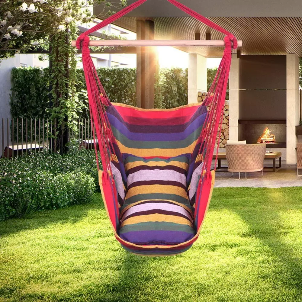 Hammock Chair Swing Hanging Rope Chair Yard Seat Porch Patio w/2 Pillow