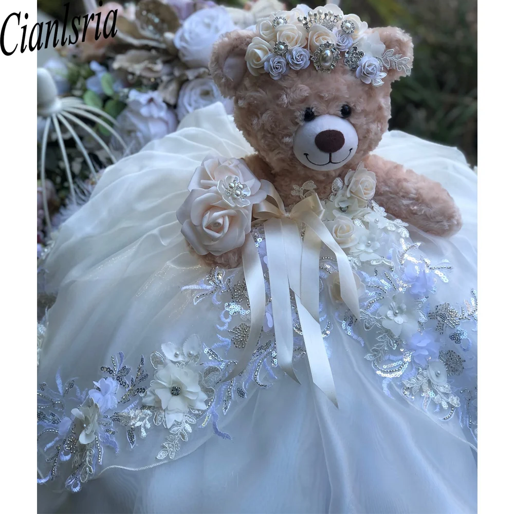 New Personalized Quinceanera Teddy Bear Dress Beaded Exquisite Flowers Appliques Robe De Bal Customized