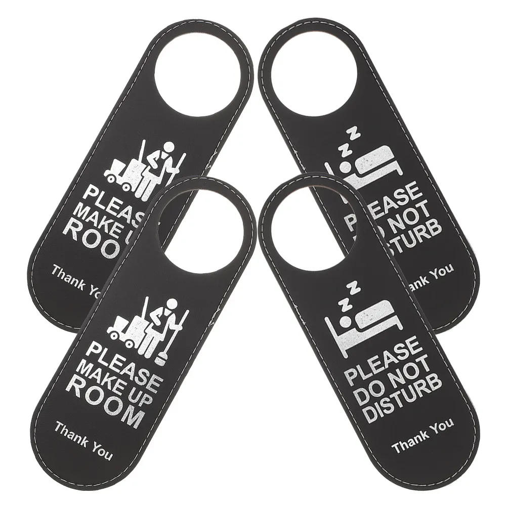 4Pcs Black Door Hanger Hotel Double Sided Room Privacy Sign Do Not Disturb Please Clean Office Door Sign Bathroom Decor for Men