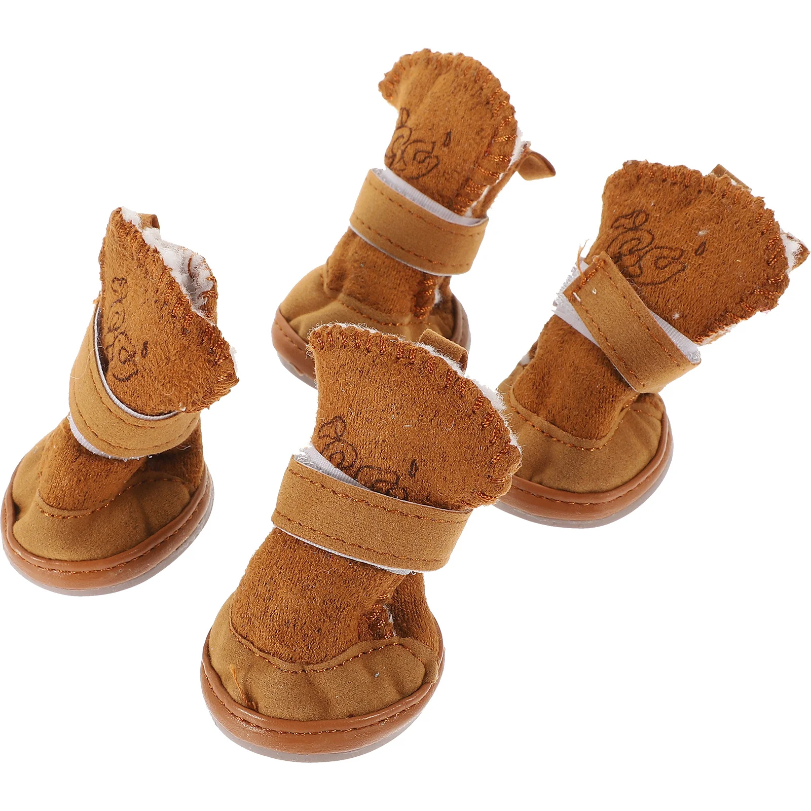 

4Pcs Dog Puppy Winter Lambswool Snow Boots Casual Outdoor Running Anti-Slip Warm Paw Shoes Size L Coffee Pet Dog Shoes