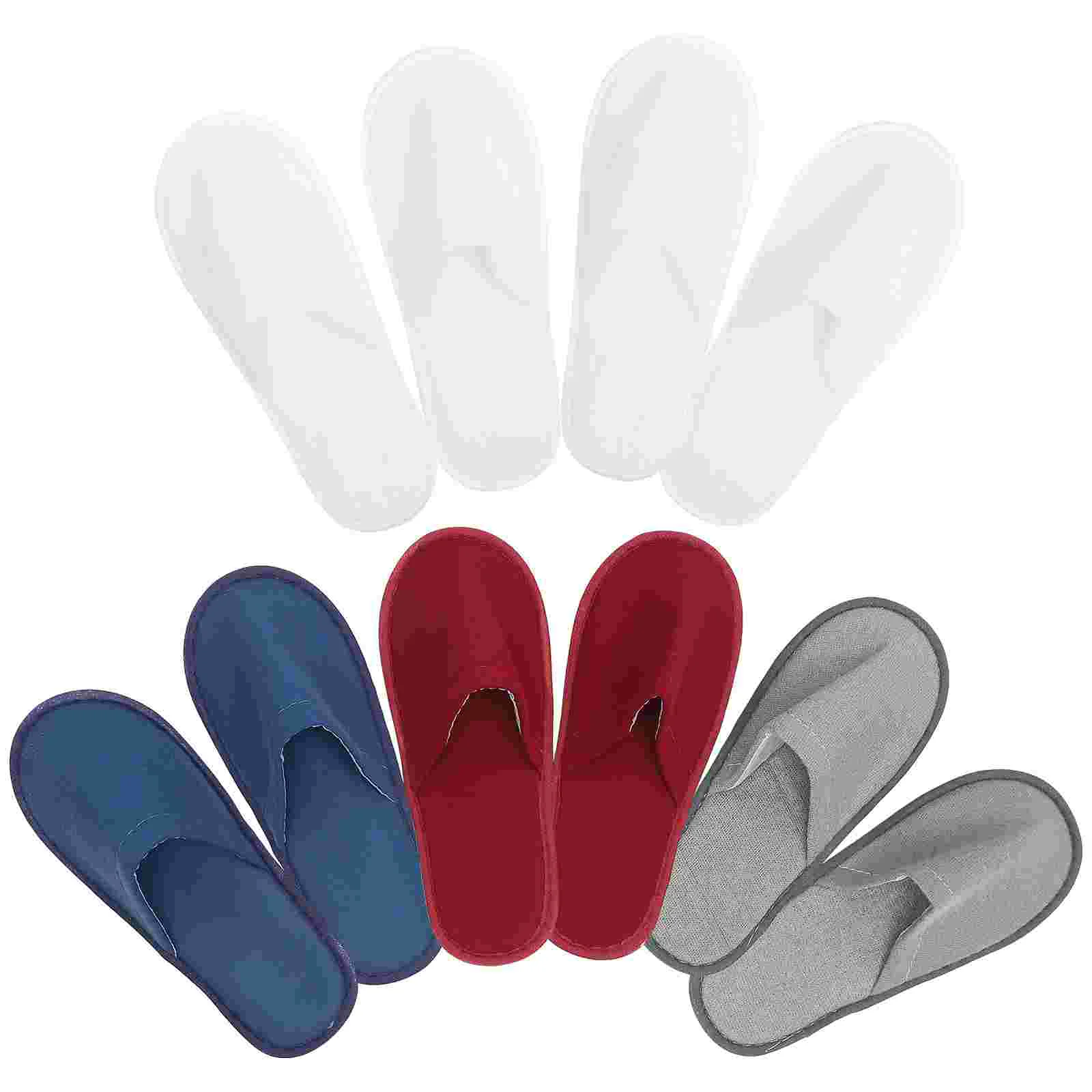 5 Pairs Disposable Slippers Hotel Guest Shoes Indoor Living Room Floor Washable for Women Lightweight Summer