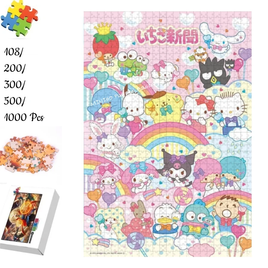 

Пазлы Sanrio Kitty Kuromi, коллекция фигурок, деревянные головоломки, 108/200/300/500/1000 шт. для взрослых, детские игрушки, высокая сложность