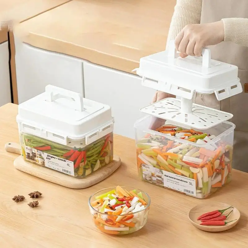 Contenedor de Almacenamiento para Kimchi de 5L - Tarro para Encurtidos, Fermentación de Pepinillos y Coles, Organización de Cocina, Utensilio