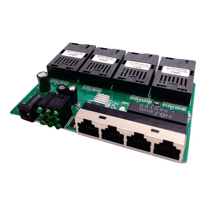 10/100M 4F4E / 4F2E POE Fast Ethernet Fiber Switch utput 12V Optical Media Converter Ethernet SC PCBA placa metro Board