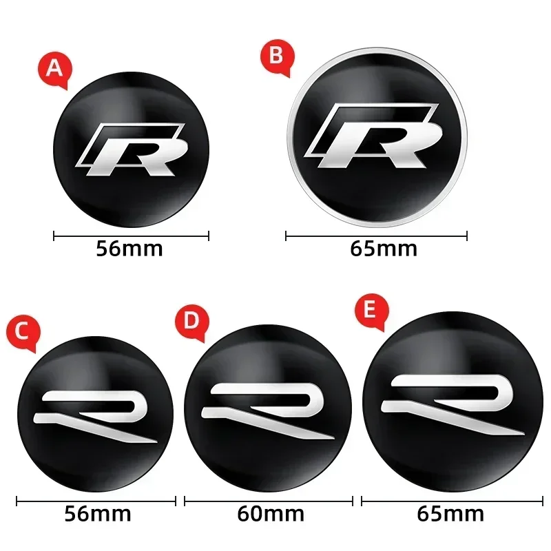 4pcs 56mm 60mm 65mm Car Wheel Center Hub Cap Sticker Accessories For Volkswagen Tiguan Bora POLO PASSAT CC Touran GOLF Jetta view 3