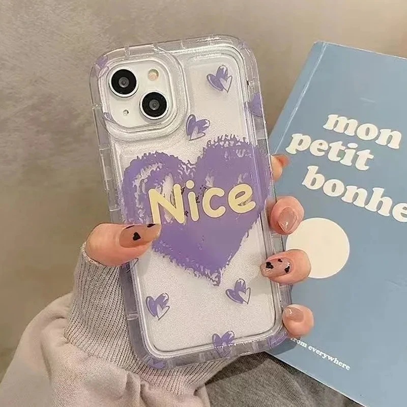 Watercolor Love Heart Clear Soft Case For iPhone 11 Case iPhone 13 Pro Max Fundas iPhone 16 15 14 12 X XR XS Max 7 8 Plus Case