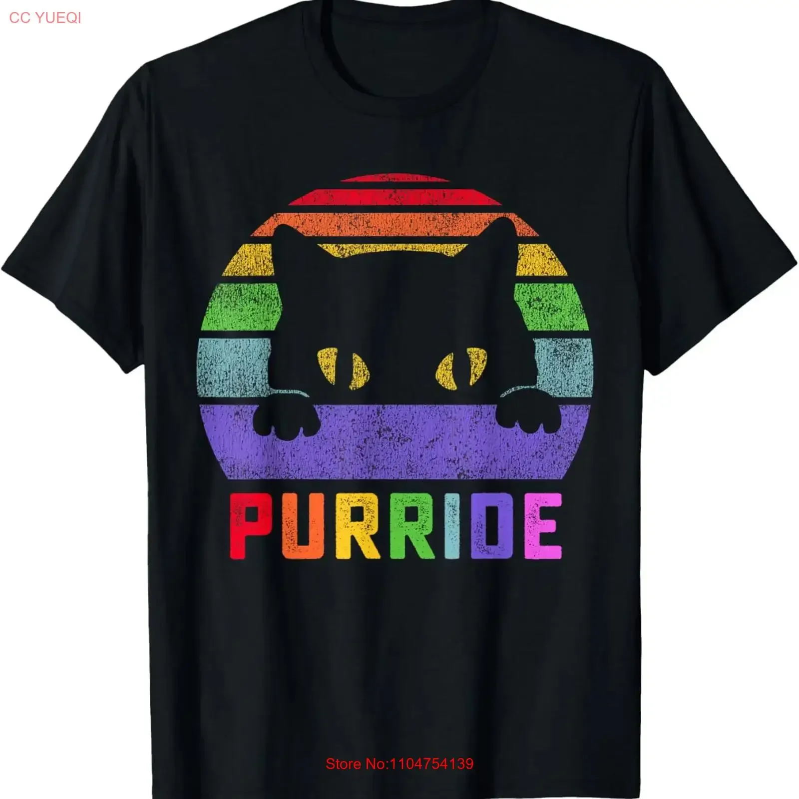 Pride Cat Purride Gay LGBTQ Rainbow Flag Retro Style T Shirt vintage Washed Unisex Soft streetwear Stretched Stylish