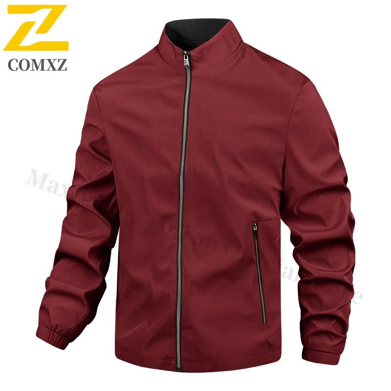 

Men's Casual Jacket Spring and Autumn Solid Color Fashionable Windproof Breathable Stand Up Collar Jacket Business Office Jacket