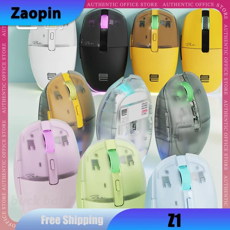 

Zaopin Z1 Colorful Gamer Mouse 2 Mode 2.4G Wireless Mouse LightWeight 26000DPI PAW3395 Gaming Mouse Laptop Pc Mice Girl Gifts