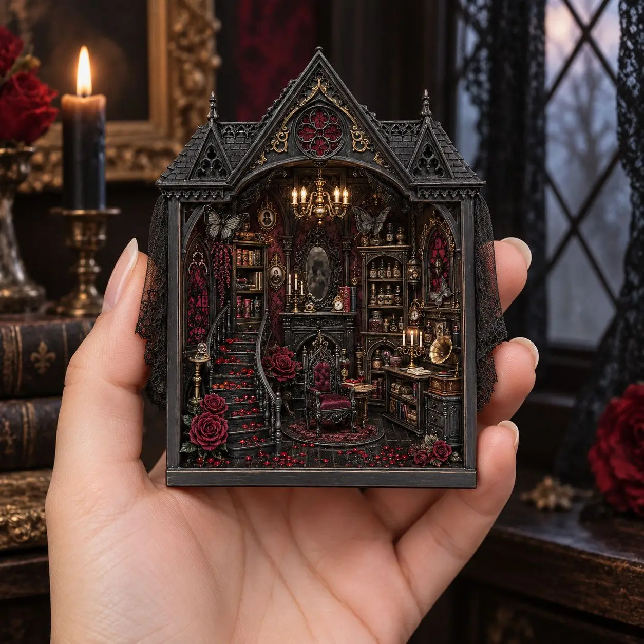 Dark-Themed Refrigerator Magnets, Resin Relief Rose Castle Decorations, Creative And Unique Souvenirs, Festive Gifts