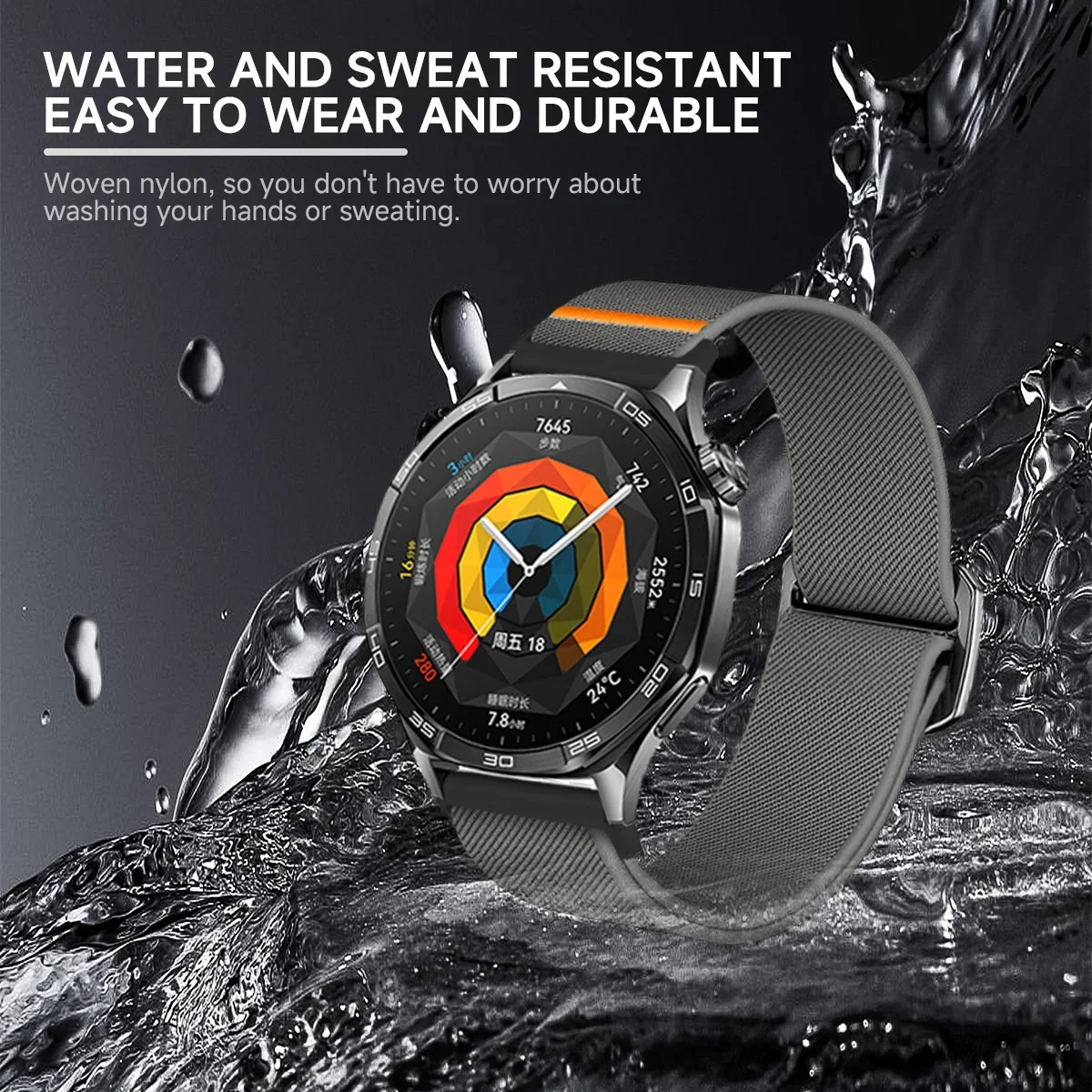 가민 Venu 3 2, 가민 포러너 570 265 255 165, Vivoactive 6 5 Venu Sq용 20mm 22mm 나일론 시계줄 (탄성 팔찌)